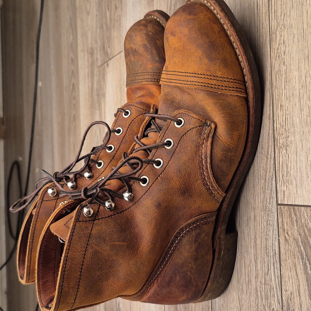 RED WING Iron Ranger 8085 Copper Brown Leather Sz 10.5 D Mens Lace Up Work Boots - Picture 8 of 14
